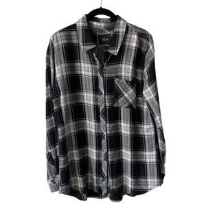 Rails Plaid Pattern Long Sleeve Collared Button Up Shirt Black Gray Medium